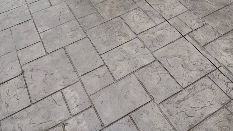 Gray textured concrete pathway