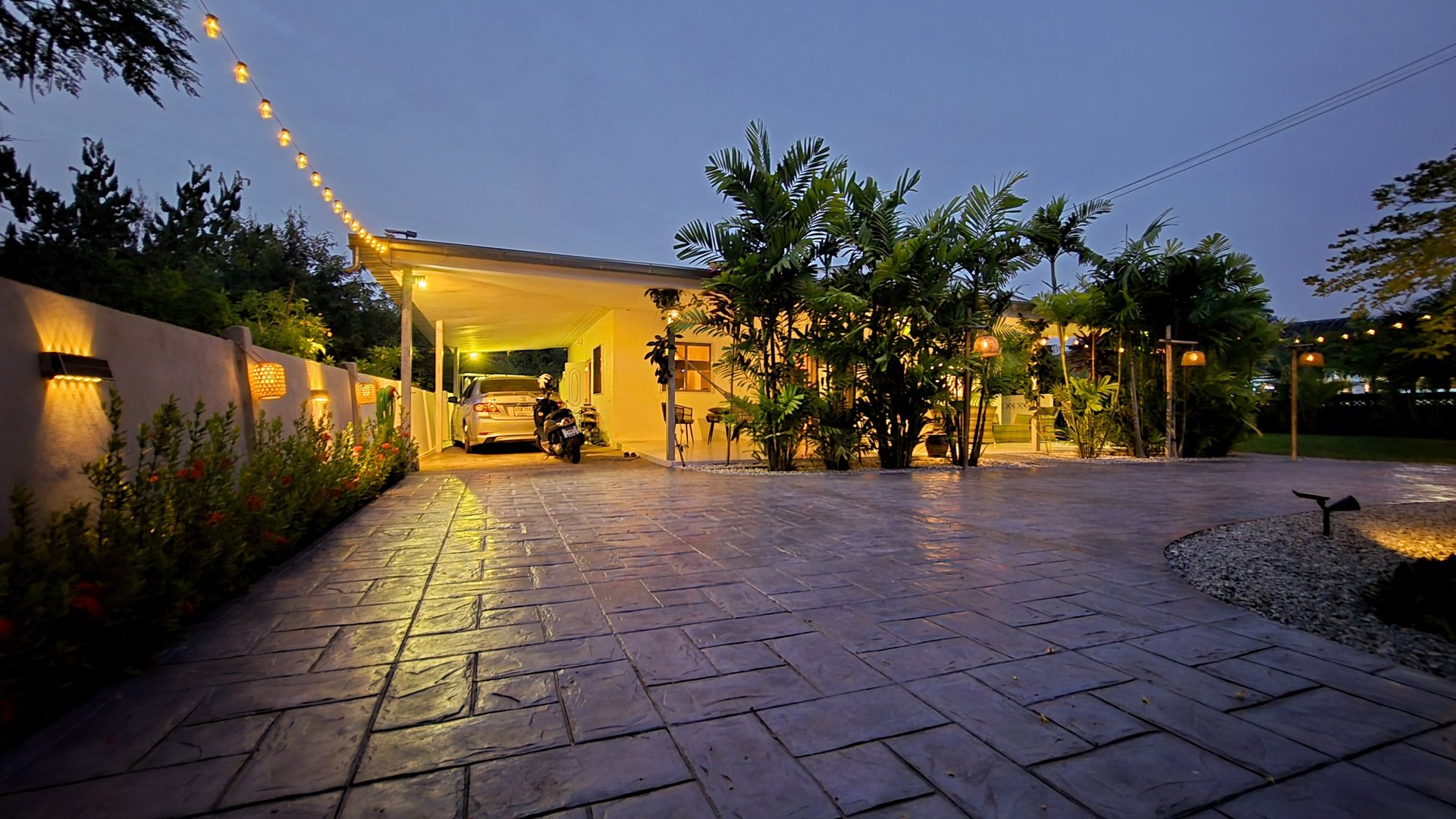 Modern concrete driveway